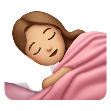 White girl with brown hair sleeping with pink blanket sticker