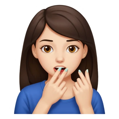 Brunette girl biting her nails  sticker
