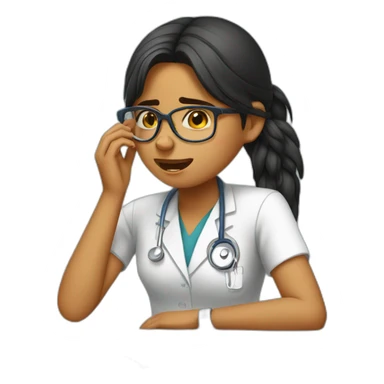 indian girl with glasses crying over medical exam sticker