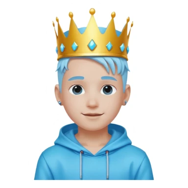 boy neon cyberpunk light blue happy crown white and blue sticker