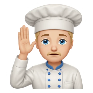 Chef saluting while crying blue eyes sticker