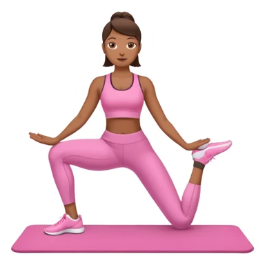 medium-skinned woman doing Pilates in pink sportswear sticker
