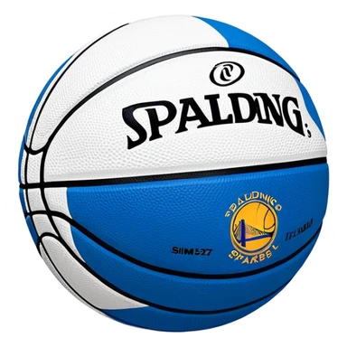 minimalist blue Spalding basketball with simple NBA logo, few colorful lines, clean design sticker