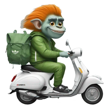 Troll on a vespa wearing an adidas tracksuit  sticker