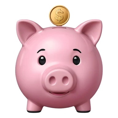 A piggy bank with a coin being inserted, symbolizing company pension savings. Minimalist, clean emoji design. sticker