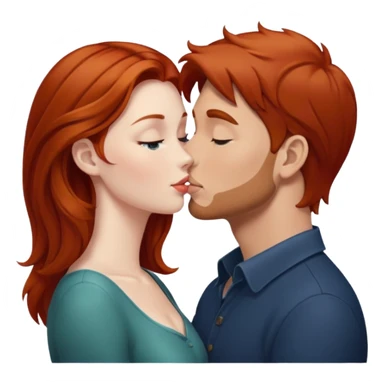 kissy face between brown hair man and redhead woman sticker