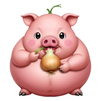 comically large fat pig eating an onion  sticker