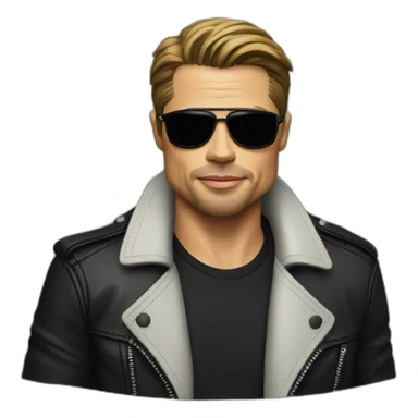 Brad pitt wearing a black leather jacket sticker