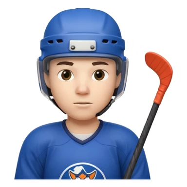 ice hockey player portrait, head and shoulders only, wearing hockey helmet with visor, team jersey collar, holding hockey stick near shoulder, focused competitive expression, 3D cartoon style, mobile game icon style, clean background, no text, no watermark

 sticker