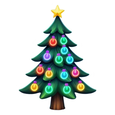 christmas tree with neon lights sticker