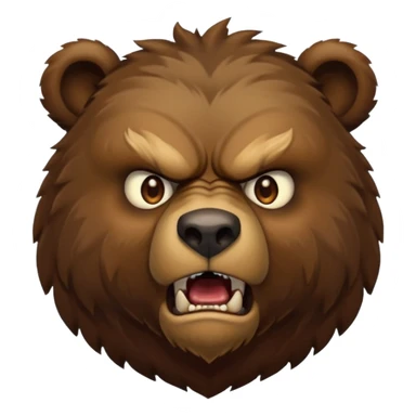 An ancient bear, forest guardian, aggressive angry, front profile, face portrait focus sticker