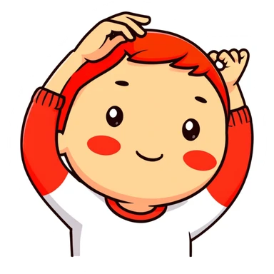 person looking embarrassed, cheeks red, hand behind head sticker