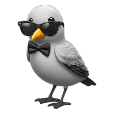 Bird with sunglasses and a black bowtie ￼￼ sticker