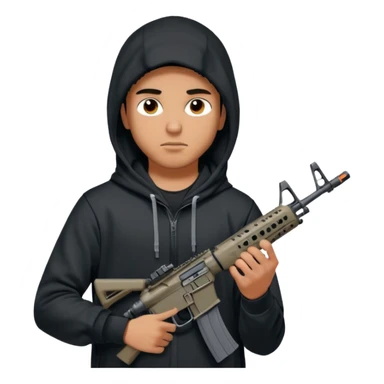 
Fais moi un jeune taliban qui ressemble qui tient une AR15 avec un hoodie a capuche, capuché, avec la cagoule nike therma fit hood sticker