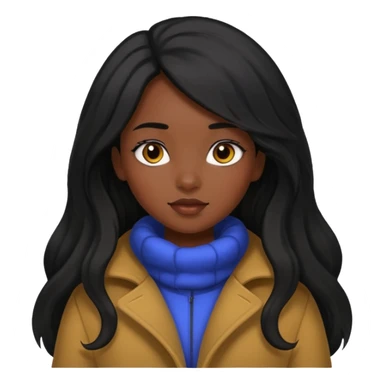 Siyah uzun saçlı ceket giyen esmerimsi kız sticker