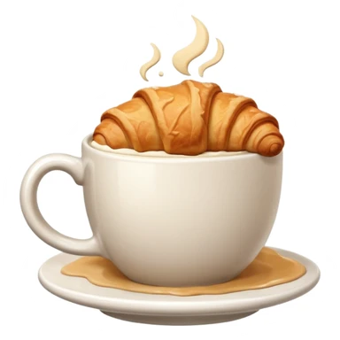 Croissant near cappuccino sticker