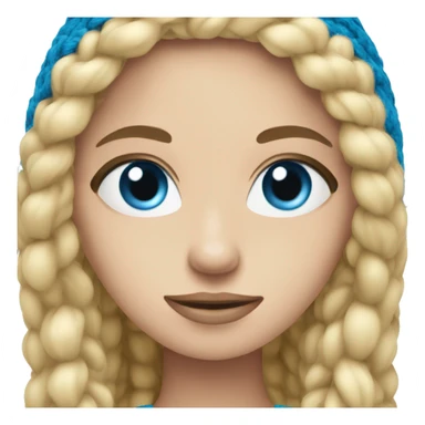 Blonde woman crocheting with straight hair blue eyes  sticker