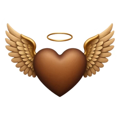 Brown heart with angel wings sticker