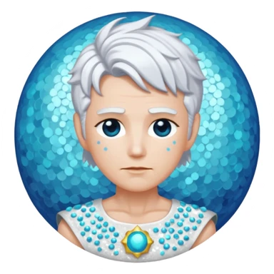 Uranus from Mythology with white hair, white sequin outfit sticker