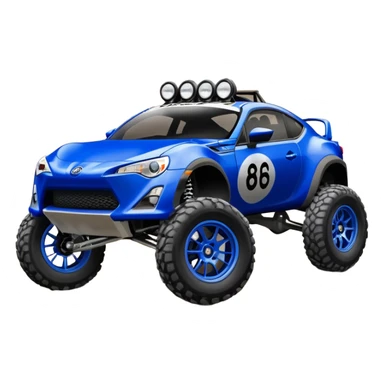 2013 scion fr-s ultramarine off road 4wd monster Baja dessert stadium racer number 86 with large fancy silver wheels and long travel suspension  sticker