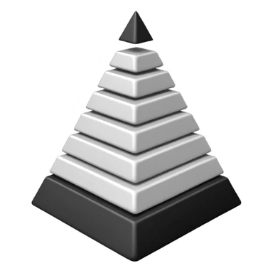 2D triangle with squares stacking up inside to demonstrate a social hierarchy (all black and white) sticker