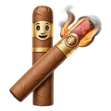 Emoji-style cigar icon, dark brown wrapper, subtle smoke, minimalistic, clean silhouette sticker