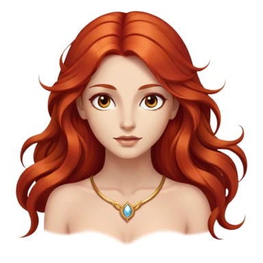 femme avec des cheveux très long roux, yeux marrons belle comme une déesse avec un beau corps et de la magie  sticker