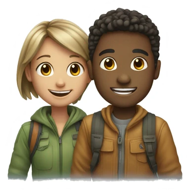 smiling girl and boy outdoors sticker