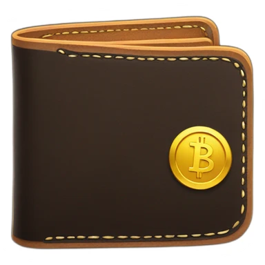 leather wallet with crypto and gold sticker