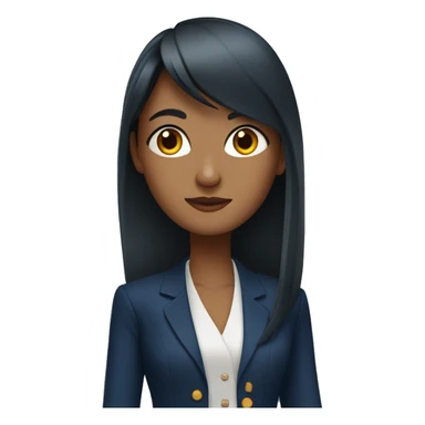 beautiful sri lankan woman with straight hair and bangs wearing a dark blue suit jacket sticker