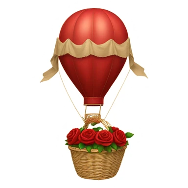 red hot air balloon and beige basket with roses sticker
