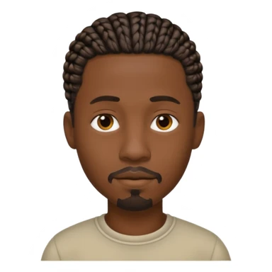 Hazme un emoji de un hombre negro con trenzas cortas, pero no tanto y una pequeña perilla sin bigote sticker