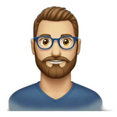 cara de hombre blanco con barba y lentes azules redondos, cejas café, sorprendido sticker