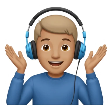 happy guy listening and chanting to music on a headphone sticker