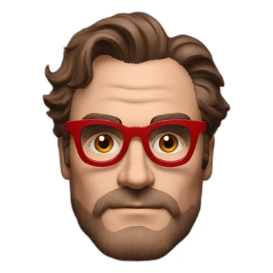 joaquin phoenix wearing a red t-shirt with text "N.E.N.N.O" sticker