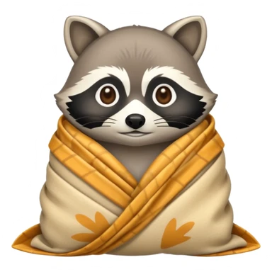 raccoon wrapped like burrito in blanket sticker