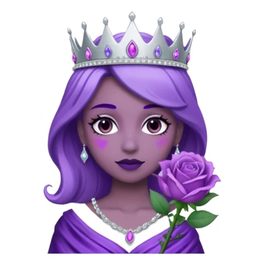 Purple rose flower with silver tiara sticker