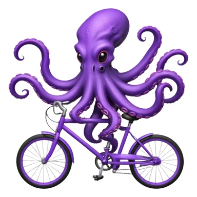 tentacle alien riding a bicycle, octopus-like alien using tentacles to steer, weird but cute anatomy, sci-fi fantasy vibe, 3D cartoon, mobile game icon style, clean background, no text, no watermark
 sticker
