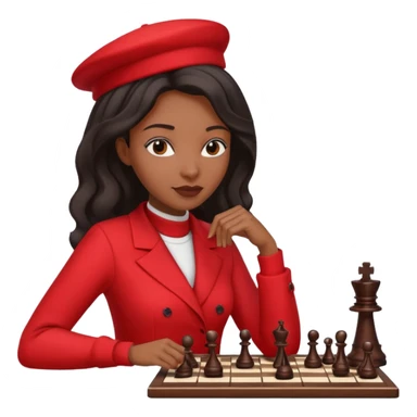 black woman chess players in red outfits sticker