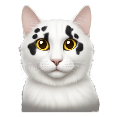 A white cat with big black spots and yellow eyes sticker