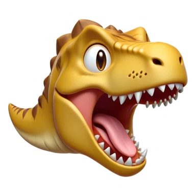 Cinematic Cute Yawning T-rex Portrait Emoji, Head tilted slightly with a dramatic, wide-open yawn, showcasing a robust, muscular form with a slightly open mouth revealing powerful jaws and sleepy, half-closed eyes, Simplified yet irresistibly adorable features, highly detailed, glowing with a soft, cozy prehistoric glow, high shine, relaxed yet expressive, stylized with a hint of whimsical ancient ease, soft glowing outline, capturing the essence of a drowsy yet affectionate T-rex that appears ready to stretch and yawn its way out of the screen! sticker