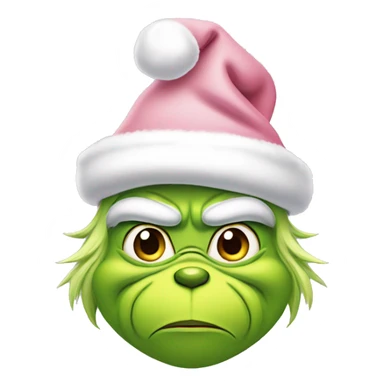 Grinch with a light pink santa hat sticker