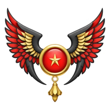 Holy Emblem with black wings and horn and red in the middle sticker