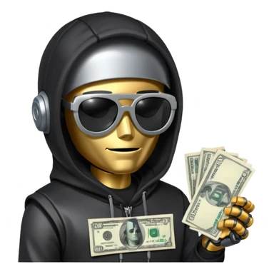 hoodie, sunglasses, money ROBOT sticker