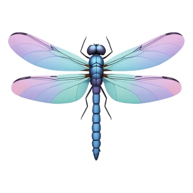 minimal dragonfly emoji, simple flat design, geometric shapes, soft pastel colors, no face, not cartoonish sticker