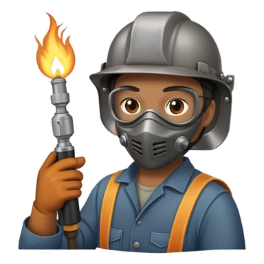 Welder with torch and mask sticker