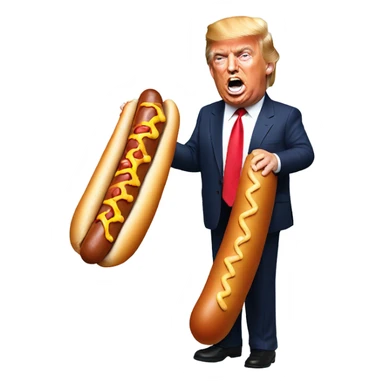 Donald trump eating a 5 foot hot dog sticker