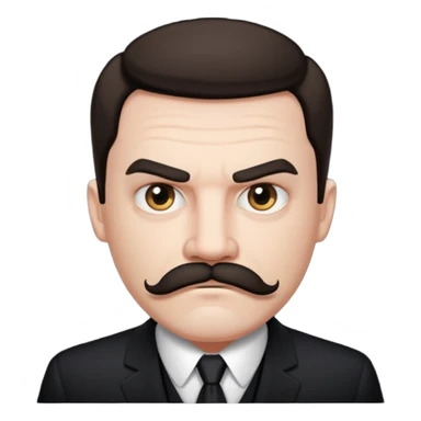 suspicious man uin a suit with a mustache, looking mad sticker