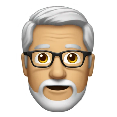 Mature man with gray hair and beard and glasses sticker