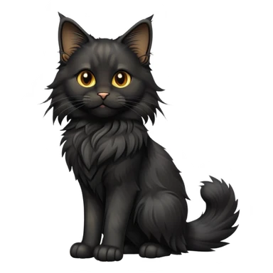 cinematic-cute black-maine-coon-cat-full-body-on all fours-emoji,-head-tilted-playfully-and-inquisitively,-sleek--black-fur,-simplified-yet-adorable-features,-highly-detailed,-glowing-with-a-warm,-friendly-glow -simplified-yet-realistic sticker